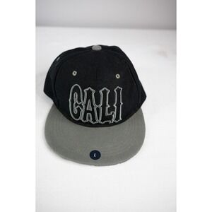 Cali Snapback Hat Mens OSFM Black Grey Excellent Gothic Embroidery Cap